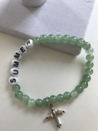 groen summer glaskralen armband 17-18cm
