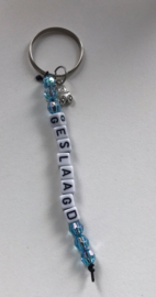 blauwe geslaagd sleutelhanger