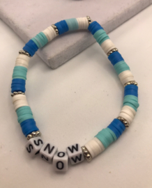 blauw en witte heishi bead armband