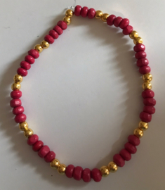 rode rocaille armband 17 cm