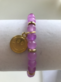 roze glazen armband 17 cm