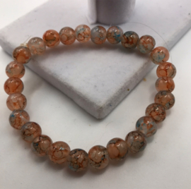 oranje met blauwe glaskralen armband