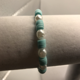 ocean blue met parels 16-17 cm