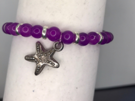 lavendel schelp glaskralen armband 17 cm
