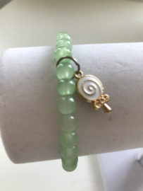groene glaskralen armband 17-18 cm