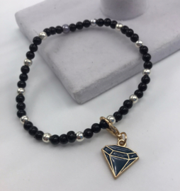 zwarte rocaille armband