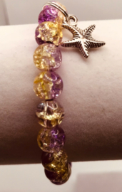 paars gele glaskralen armband 17 cm