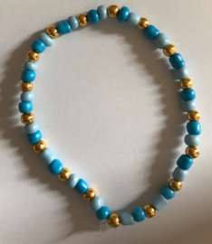 2 kleurige armband met goud 17 cm