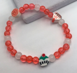 rode gebak glas kralenarmband