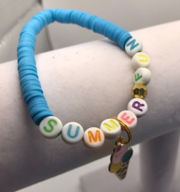 summer fun blauwe heishi armband 17 cm
