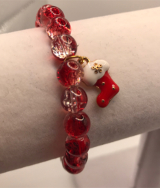 rode glaskralen armband 17 cm