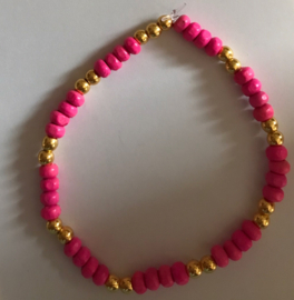roze rocaille armband 17 cm