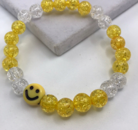 gele smiley armband