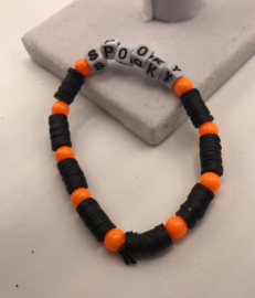 spooky zwart met oranje halloween armband 16 cm