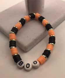oranje en zwarte 'boo' armband
