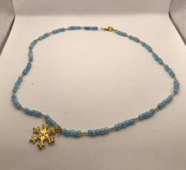 blauw met staafjes ketting