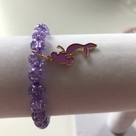 paarse glaskralen armband 17-18 cm