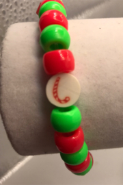 groen en rode pony kralen armband
