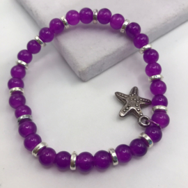 lavendel schelp glaskralen armband 17 cm