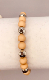 bruine acryl armband met zilver