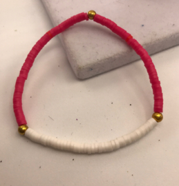 rood en witte heishi armband