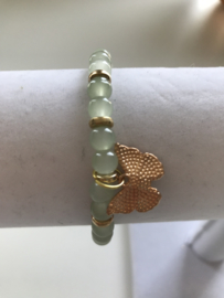 licht groene glaskralen armband 17-18 cm