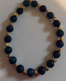 donker blauw beach glaskralen armband 18 cm