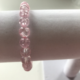 licht rozeglaskralen armband 17-18 cm