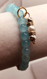 beach glaskralen armband 17 cm