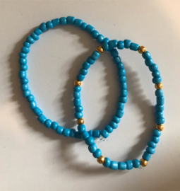blauwe rocaille armband set 17 cm