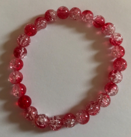 rood met witte glaskralen armband 17 cm