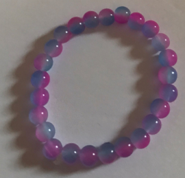 blauwe en paarse glaskralen armband 16 cm
