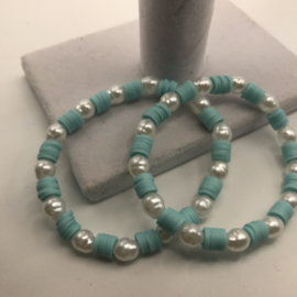 ocean blue met parels 16-17 cm