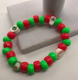 groen en rode pony kralen armband