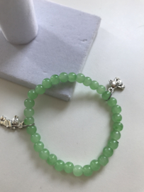 gras groene glaskralen armband 17-18 cm