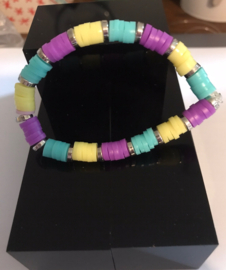 meerkleurige heishi armband 14 cm