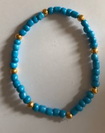 blauwe rocaille armband set 17 cm