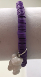 paarse heishi armband 17-18 cm