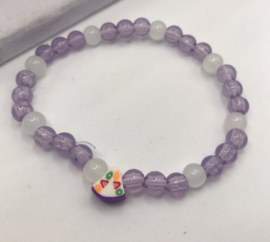 lavendel met witte glaskralen 17 cm