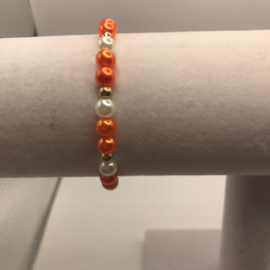 oranje met parel armband
