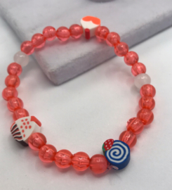 rood gebak kralen armband 17 cm