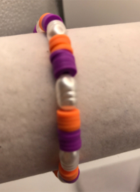 oranje-paars met parels 16-17 cm