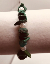 malachiet met parels 15-16 cm