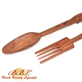 Salad cuterly, wooden fork and spoon