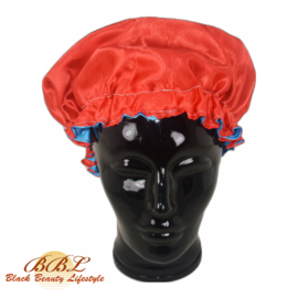 Nightcap or Bonnet in red / blue