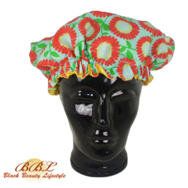Nightcap or bonnet with floral print