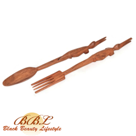 Slacouvert, houten vork en lepel
