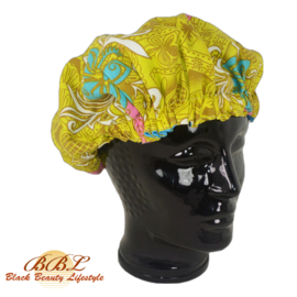 Nightcap or bonnet with decorative print