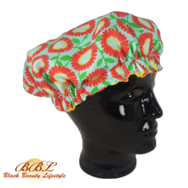 Nightcap or bonnet with floral print
