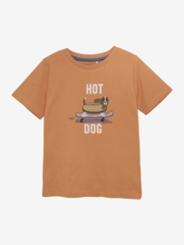 Minymo - T-shirt coral gold hot dog